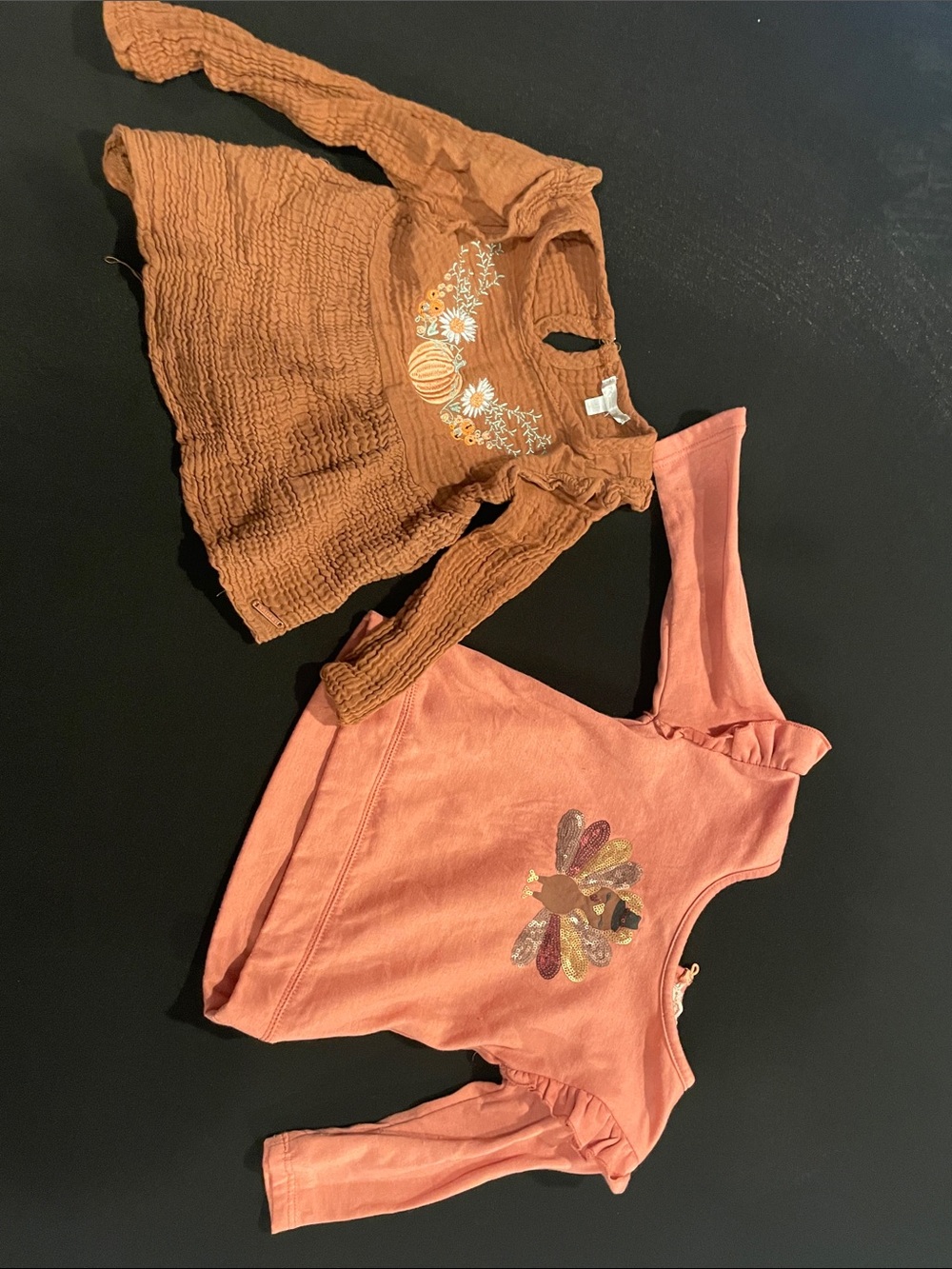 Tahari Girls' Long Sleeve Tops in Rust & Coral